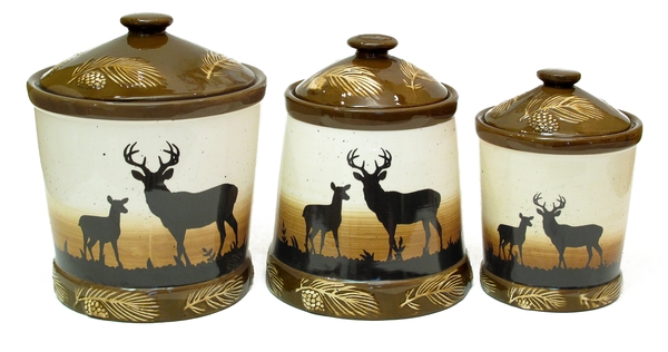 Silhouette Deer 3pc Ceramic Canister Set