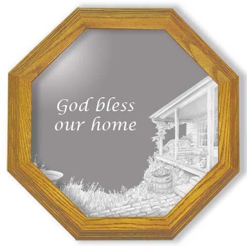 Americana etched mirror in solid oak Frame