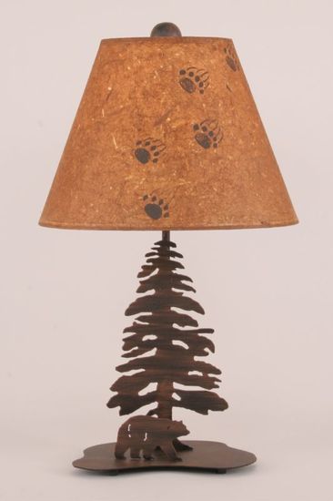 Mini Walking Bear w/Single Pine Tree Table Lamp